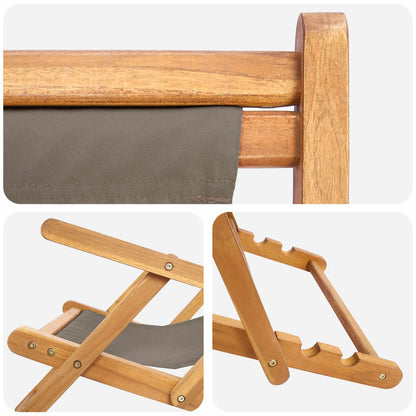 Beach Chair Taupe Solid Teak Wood