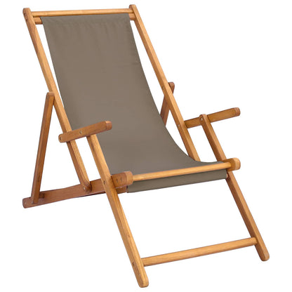 Beach Chair Taupe Solid Teak Wood