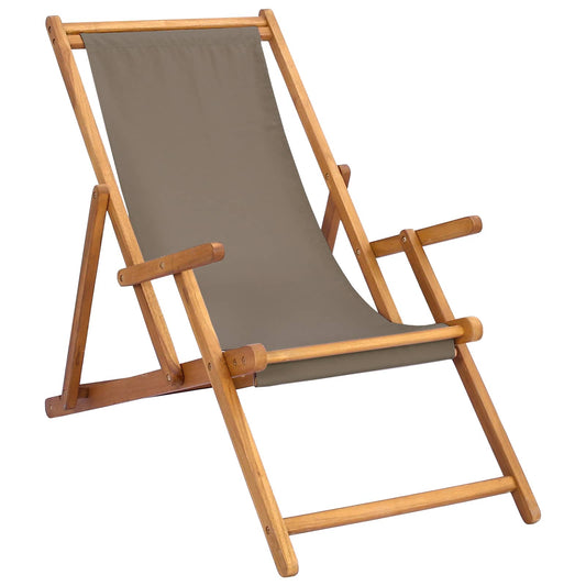 Beach Chair Taupe Solid Teak Wood