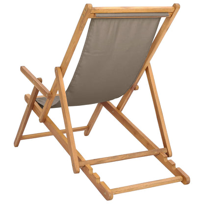 Beach Chair Taupe Solid Teak Wood