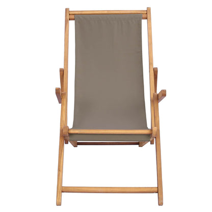 Beach Chair Taupe Solid Teak Wood