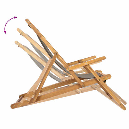 Beach Chair Taupe Solid Teak Wood
