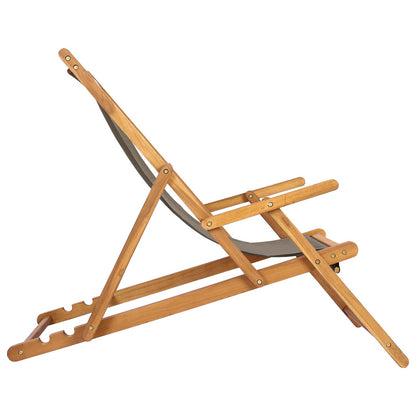 Beach Chair Taupe Solid Teak Wood