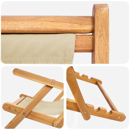 Beach Chair Beige Solid Teak Wood