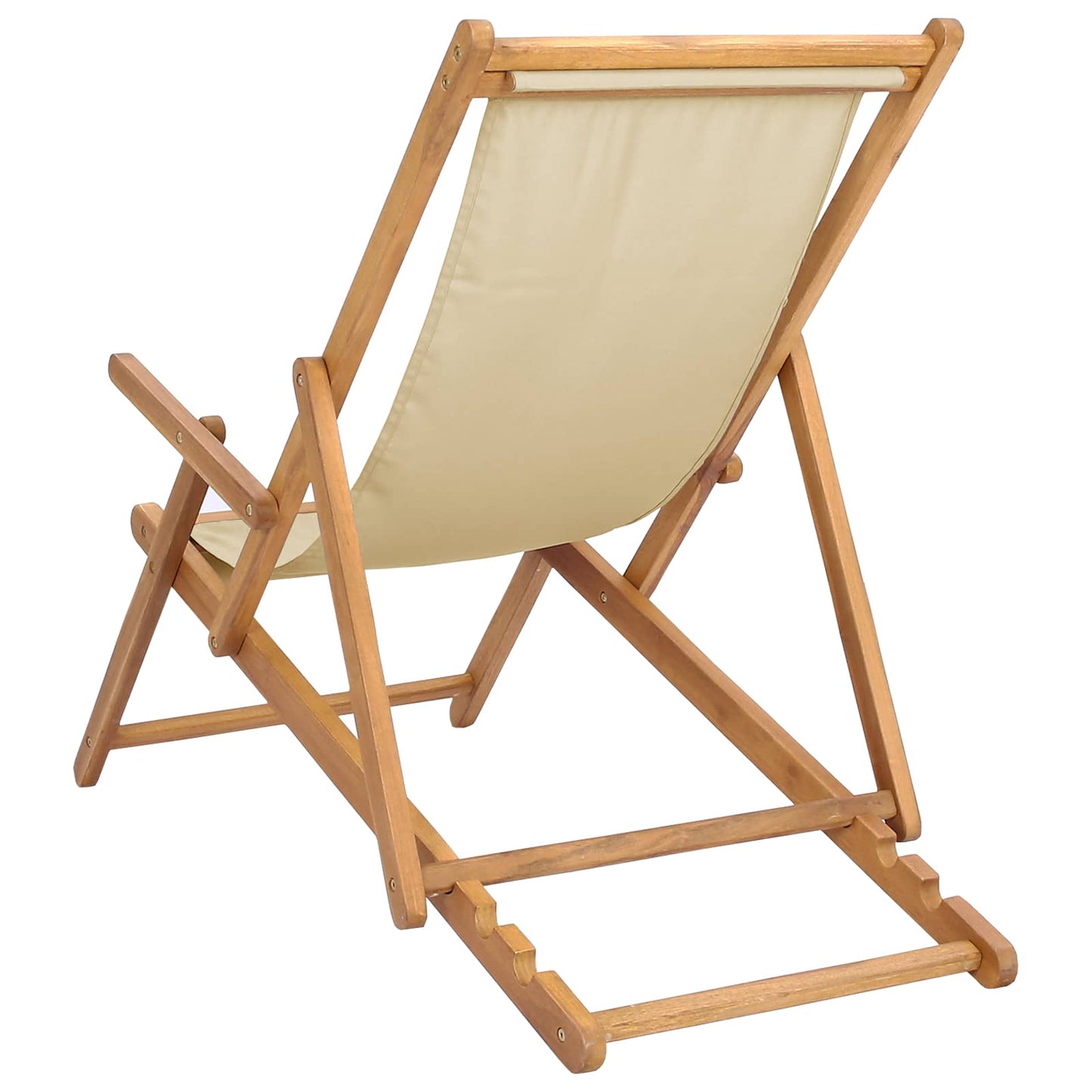 Beach Chair Beige Solid Teak Wood