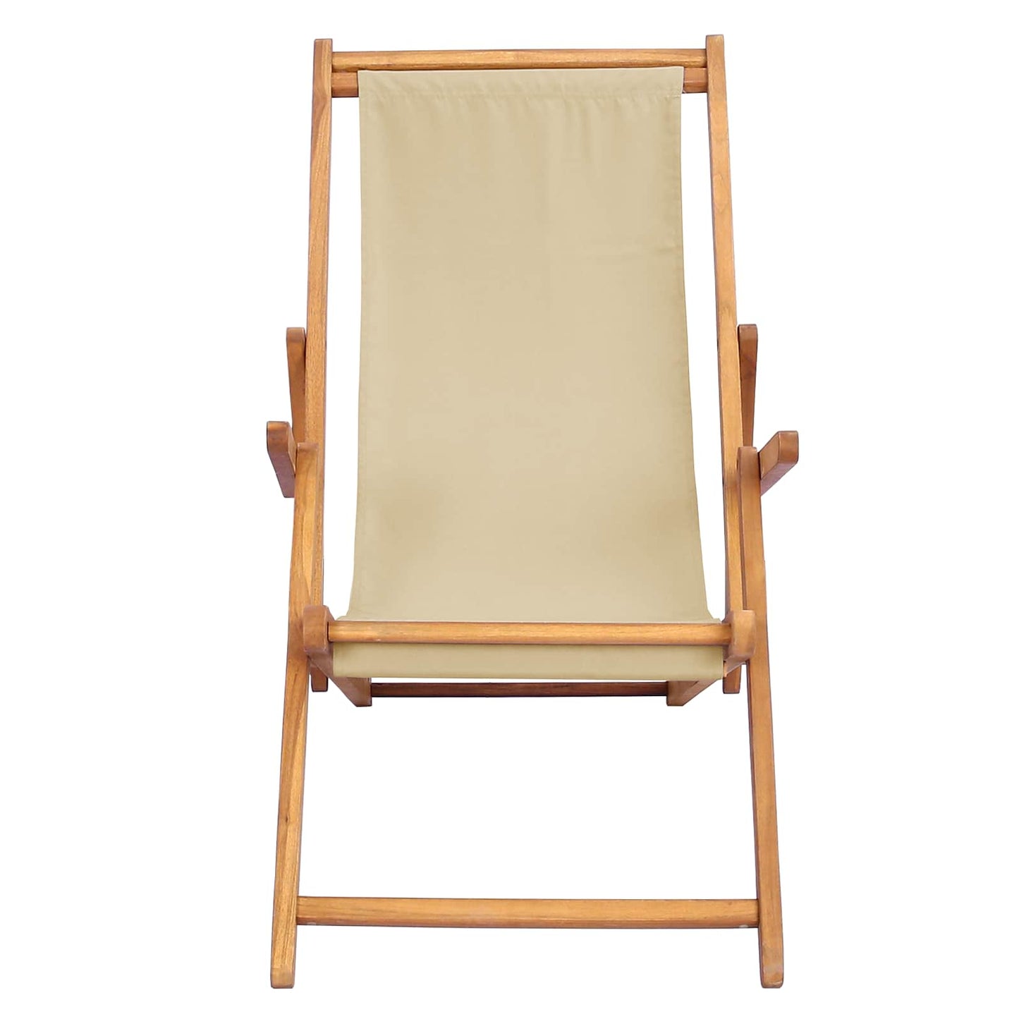 Beach Chair Beige Solid Teak Wood