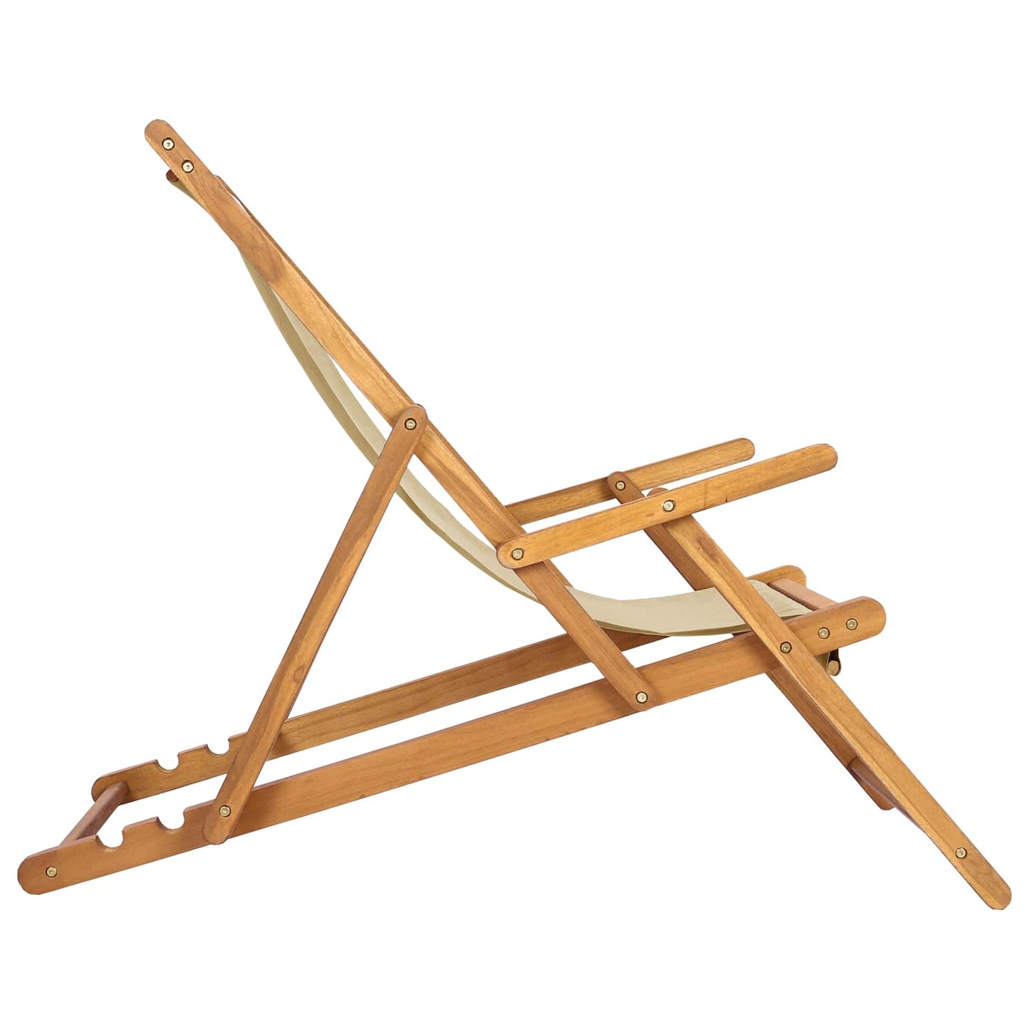 Beach Chair Beige Solid Teak Wood