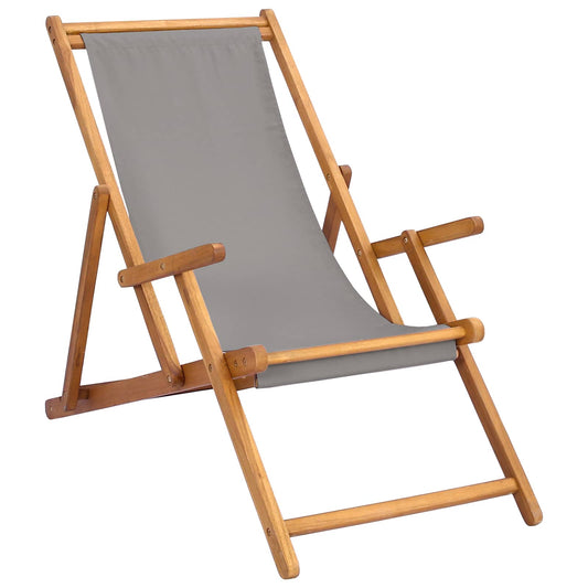 Beach Chair Light Grey Solid Teak Wood