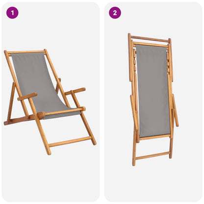 Beach Chair Light Grey Solid Teak Wood