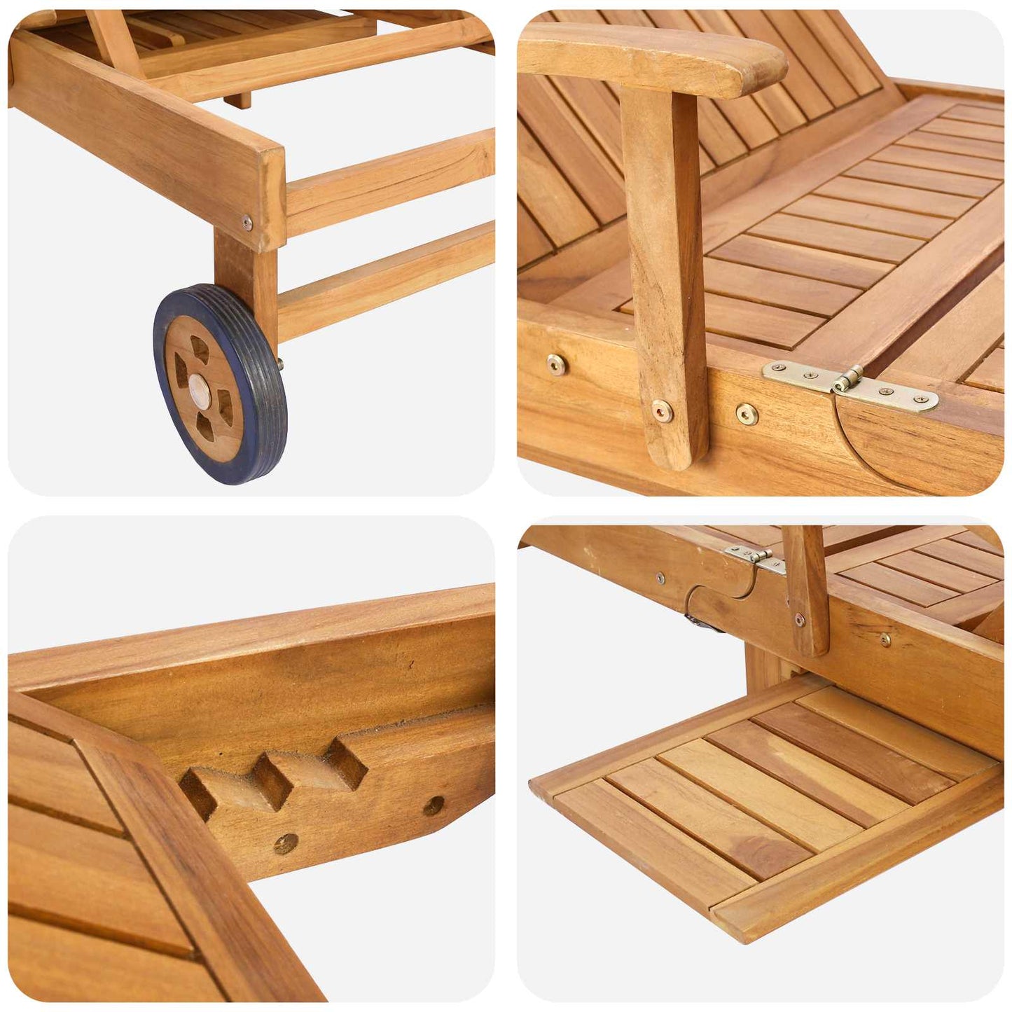 Sun Lounger Folding 1-person Brown Solid Teak Wood