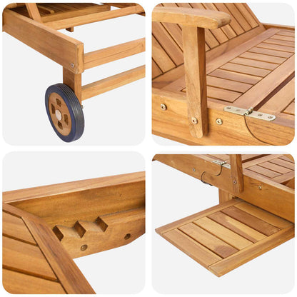 Sun Lounger Folding 1-person Brown Solid Teak Wood