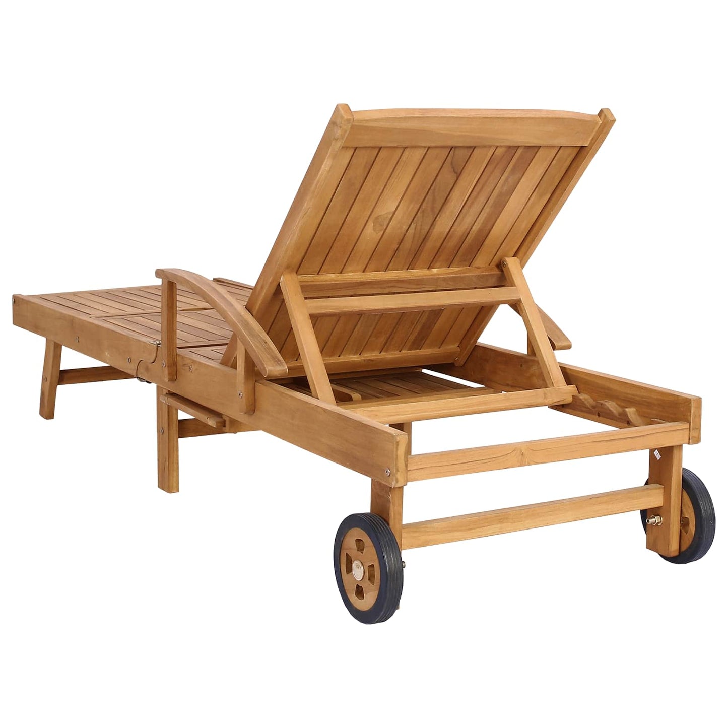 Sun Lounger Folding 1-person Brown Solid Teak Wood