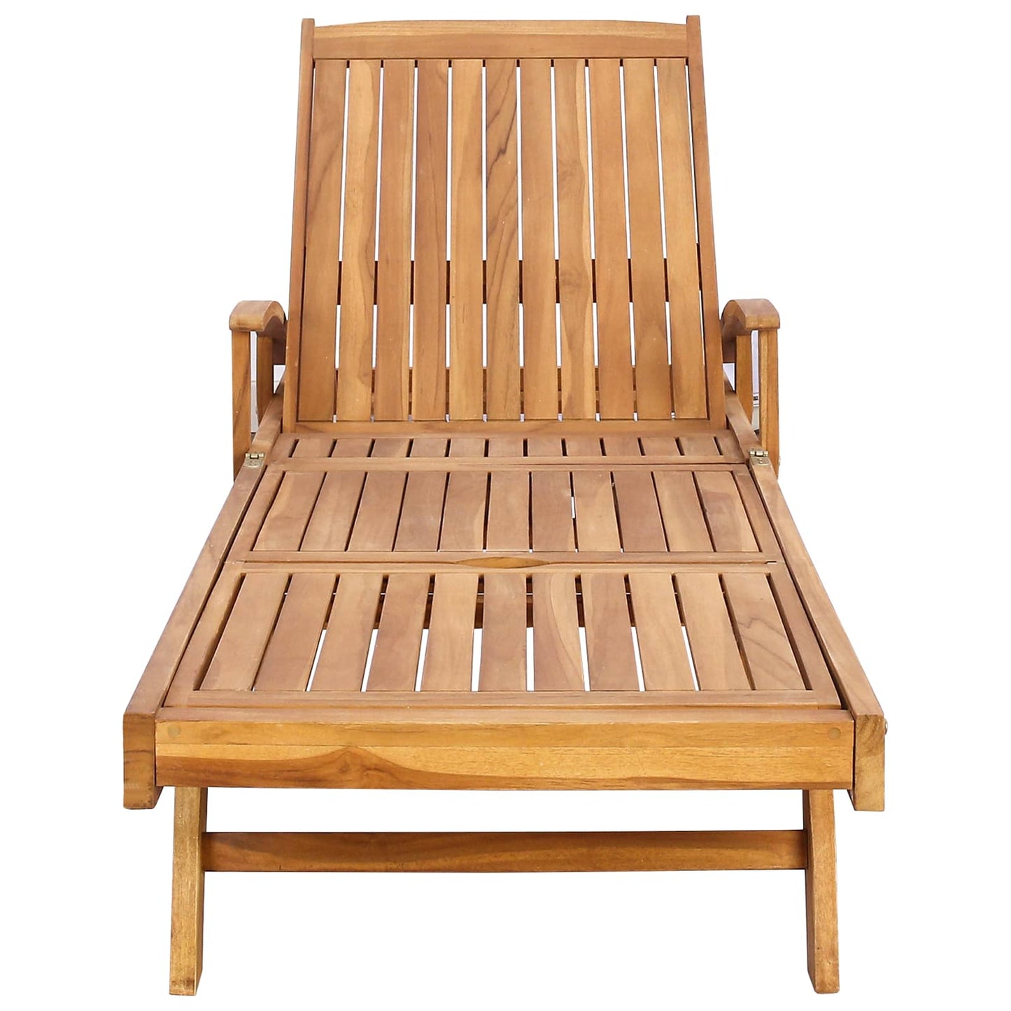 Sun Lounger Folding 1-person Brown Solid Teak Wood