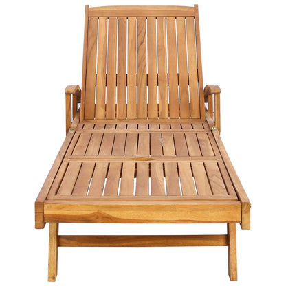Sun Lounger Folding 1-person Brown Solid Teak Wood