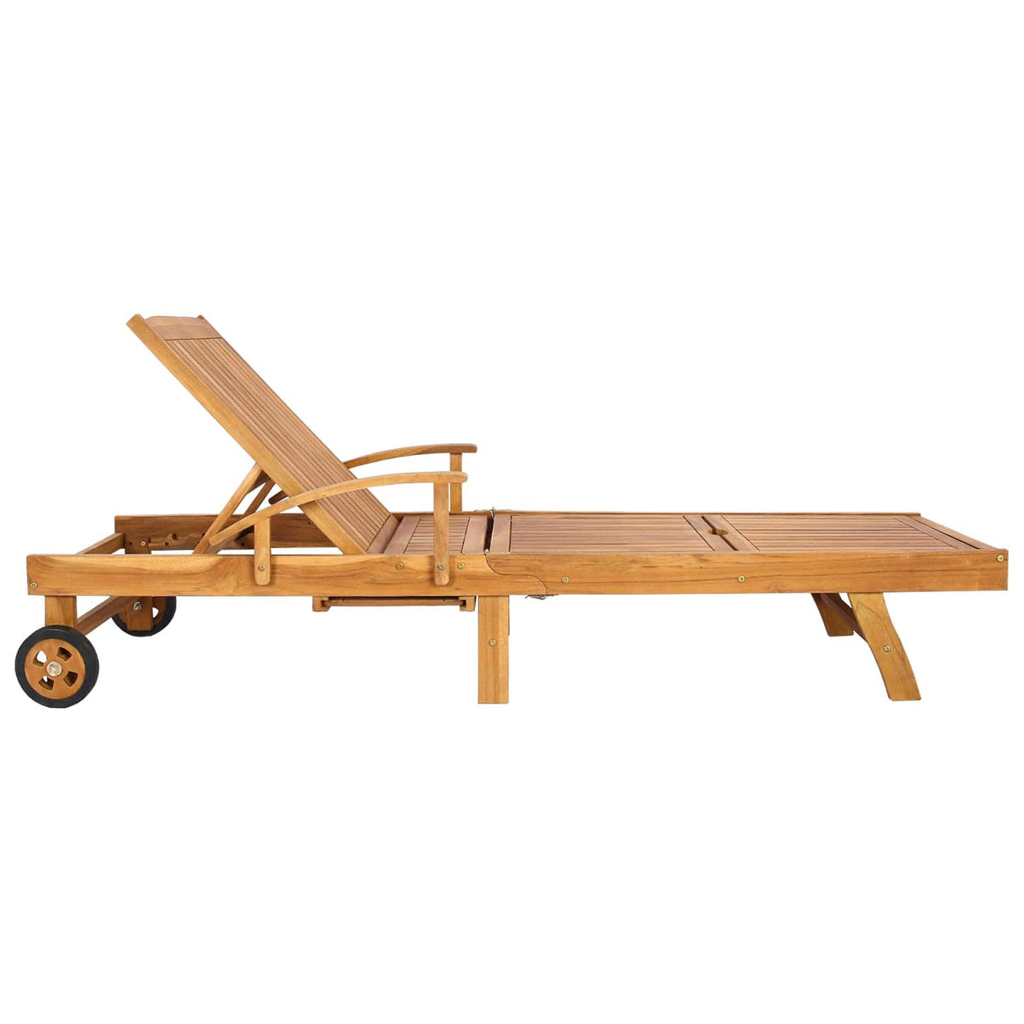 Sun Lounger Folding 1-person Brown Solid Teak Wood