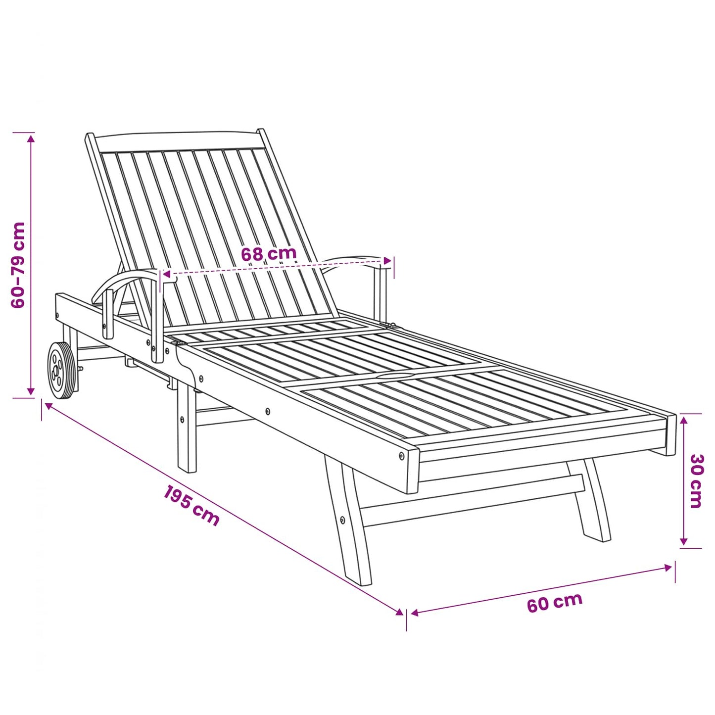 Sun Lounger Folding 1-person Brown Solid Teak Wood
