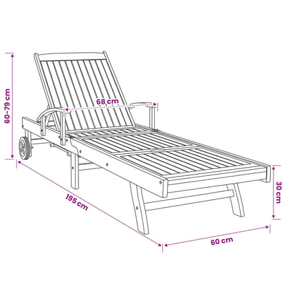 Sun Lounger Folding 1-person Brown Solid Teak Wood