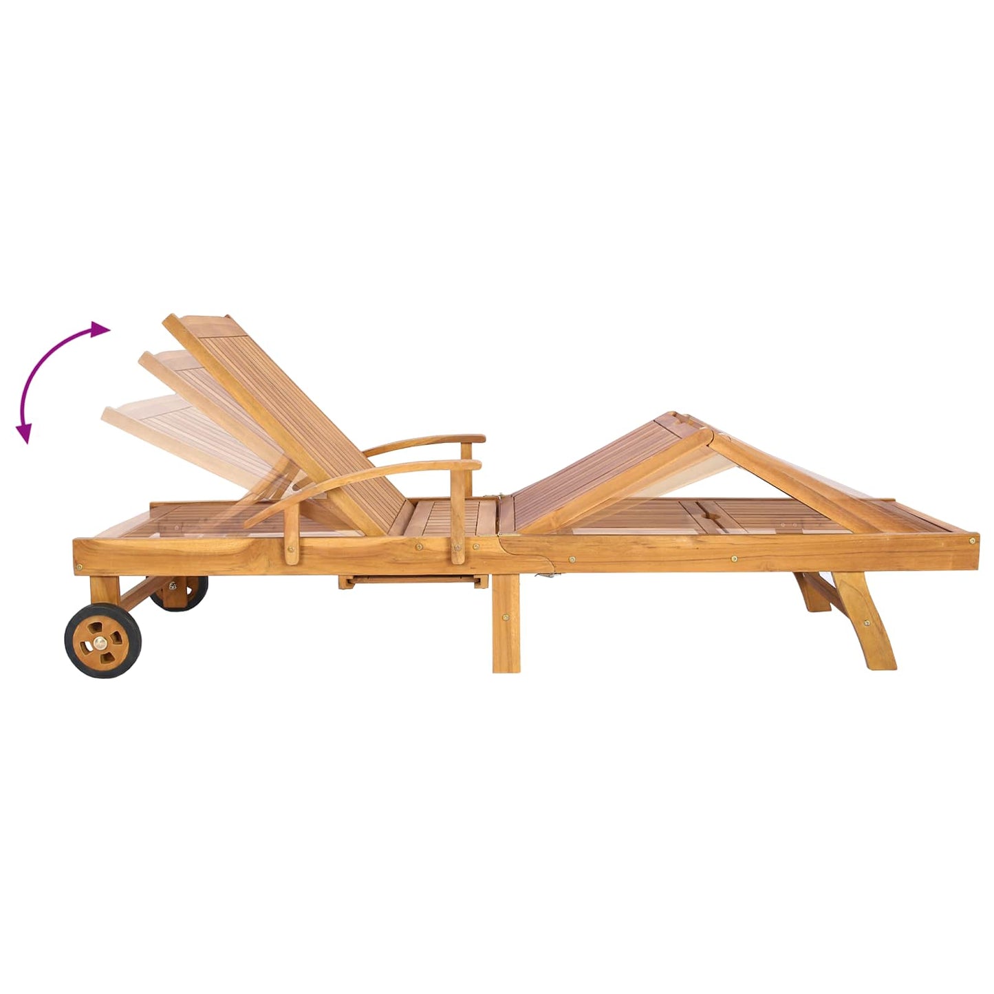 Sun Lounger with Table Solid Teak Wood Brown