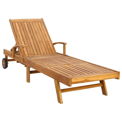 Sun Lounger Folding Brown and Dark Grey Solid Teak Wood