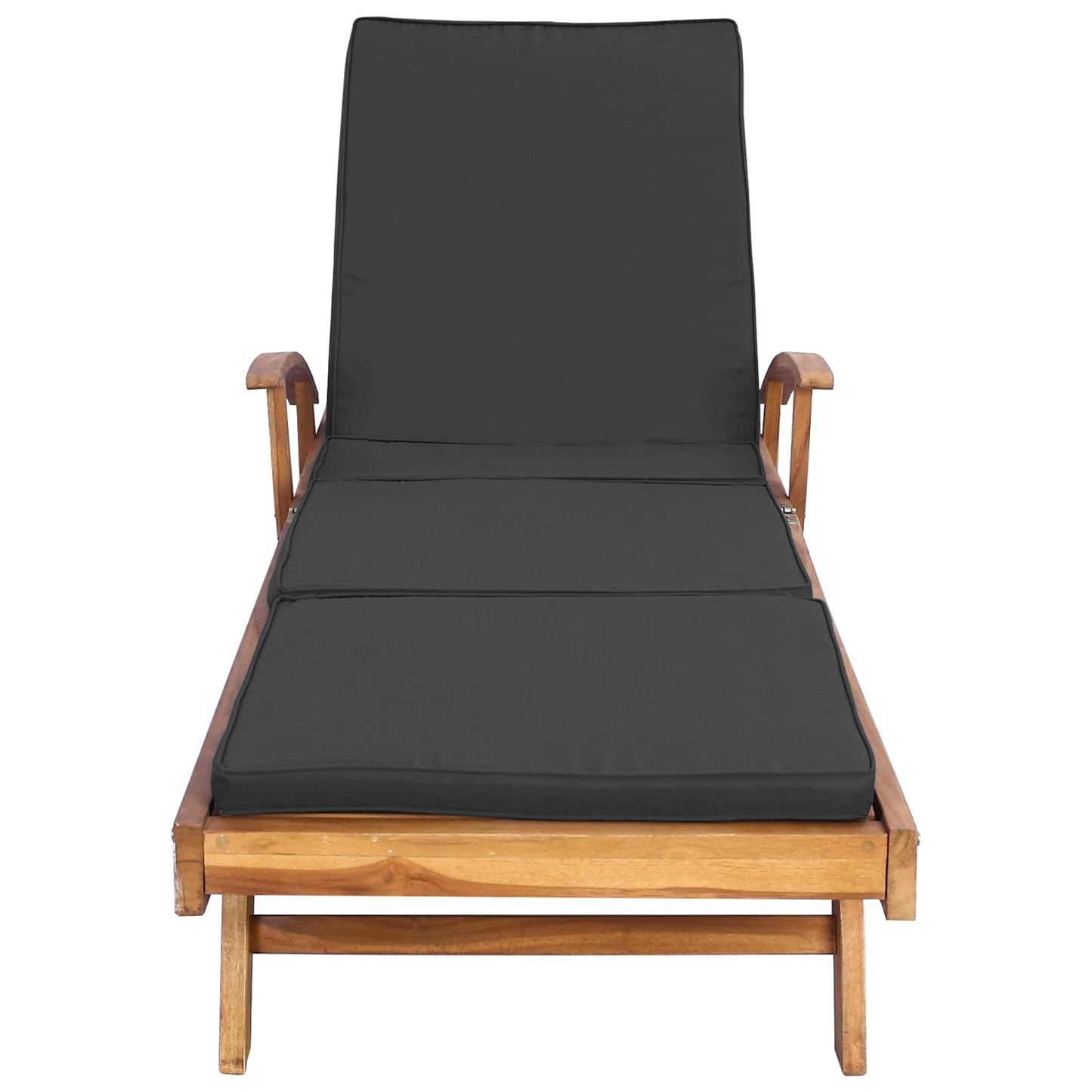 Sun Lounger Folding Brown and Dark Grey Solid Teak Wood