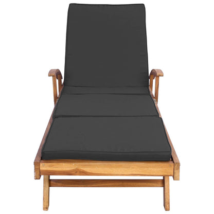 Sun Lounger Folding Brown and Dark Grey Solid Teak Wood