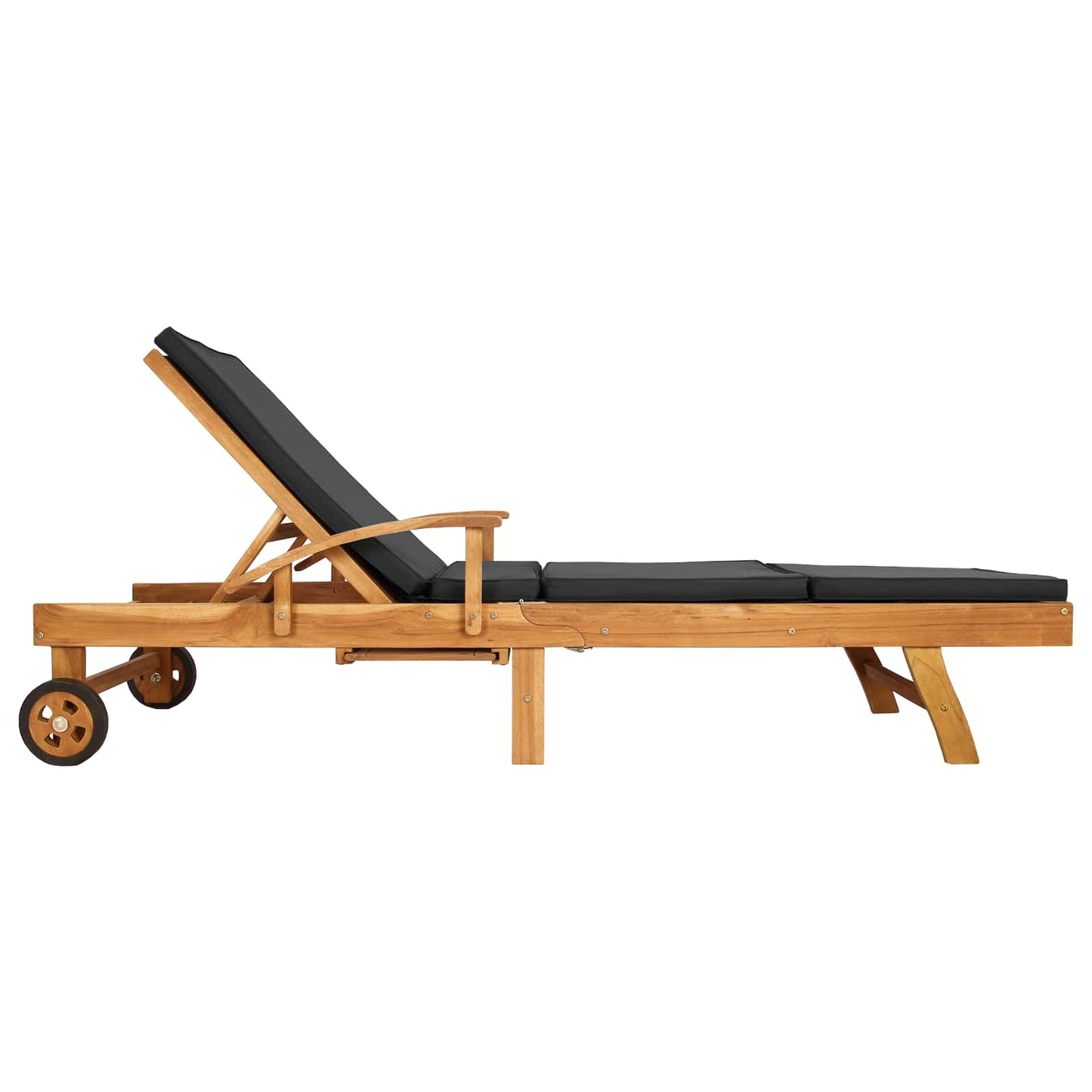Sun Lounger Folding Brown and Dark Grey Solid Teak Wood