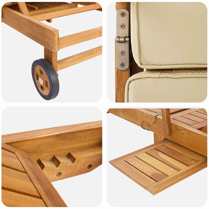 Sun Lounger 100% Polyester Solid-Teak