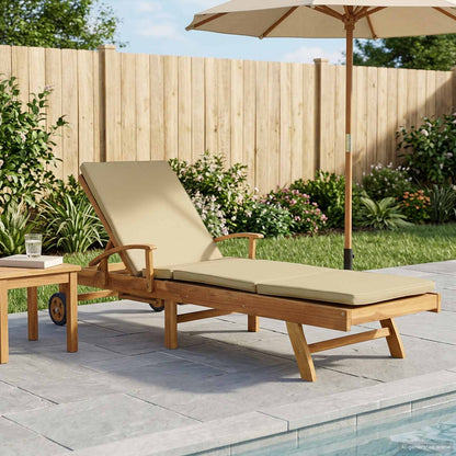 Sun Lounger 100% Polyester Solid-Teak