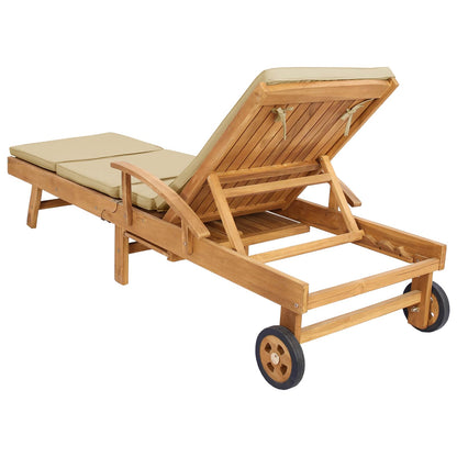 Sun Lounger 100% Polyester Solid-Teak