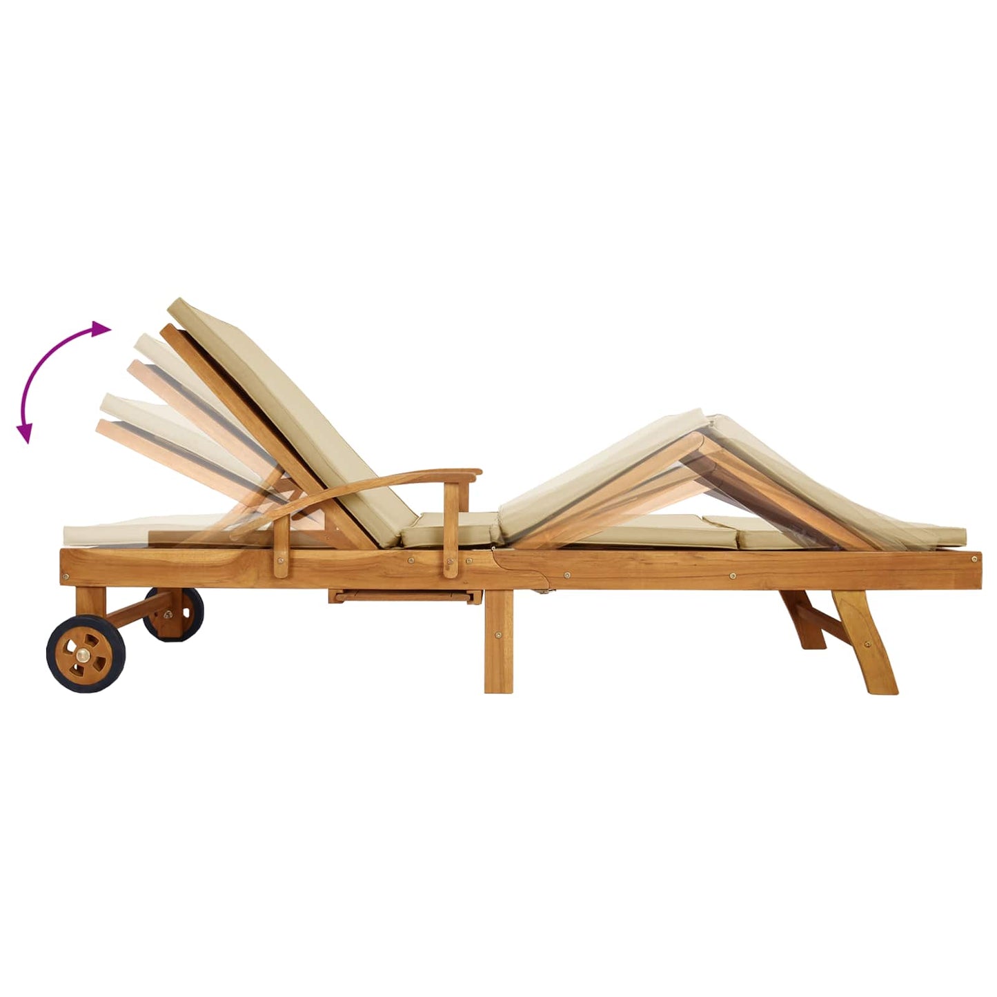 Sun Lounger 100% Polyester Solid-Teak