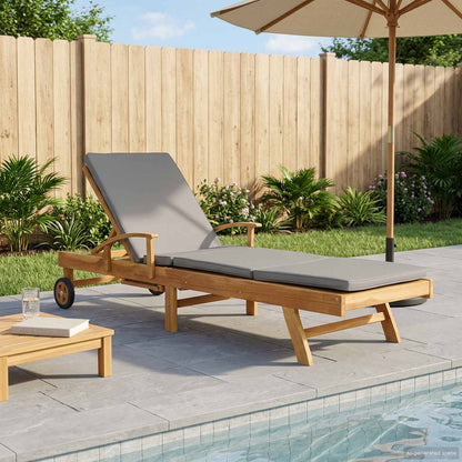 Sun Lounger 100% Polyester Solid-Teak