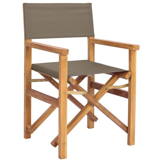Director Chair Brown and Taupe Solid Teak Wood