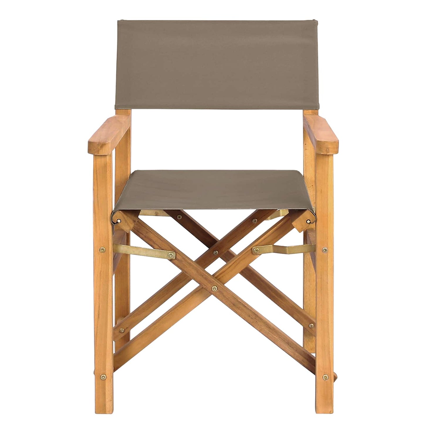 Director Chair Brown and Taupe Solid Teak Wood