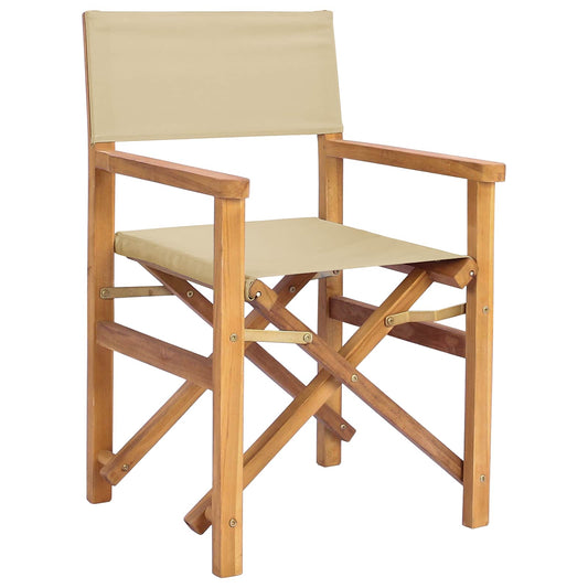 Director Chair Brown and Beige Solid Teak Wood