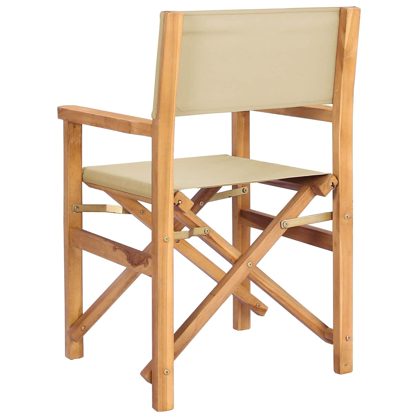 Director Chair Brown and Beige Solid Teak Wood