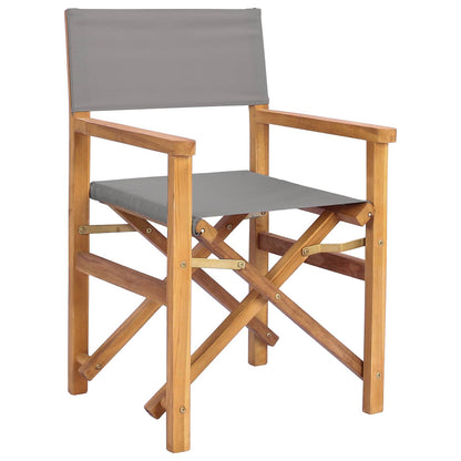 Director Chair Brown and Light Grey Solid Teak Wood