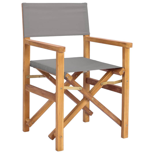 Director Chair Brown and Light Grey Solid Teak Wood
