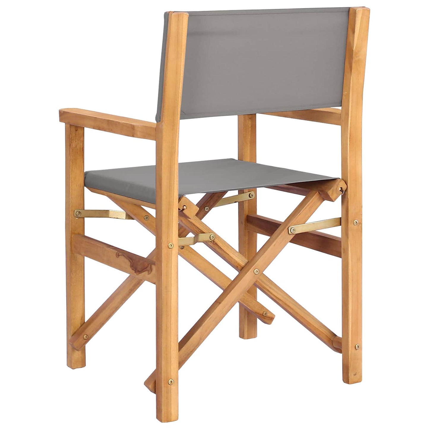 Director Chair Brown and Light Grey Solid Teak Wood