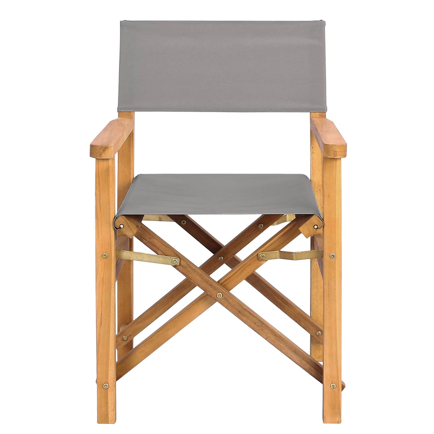 Director Chair Brown and Light Grey Solid Teak Wood