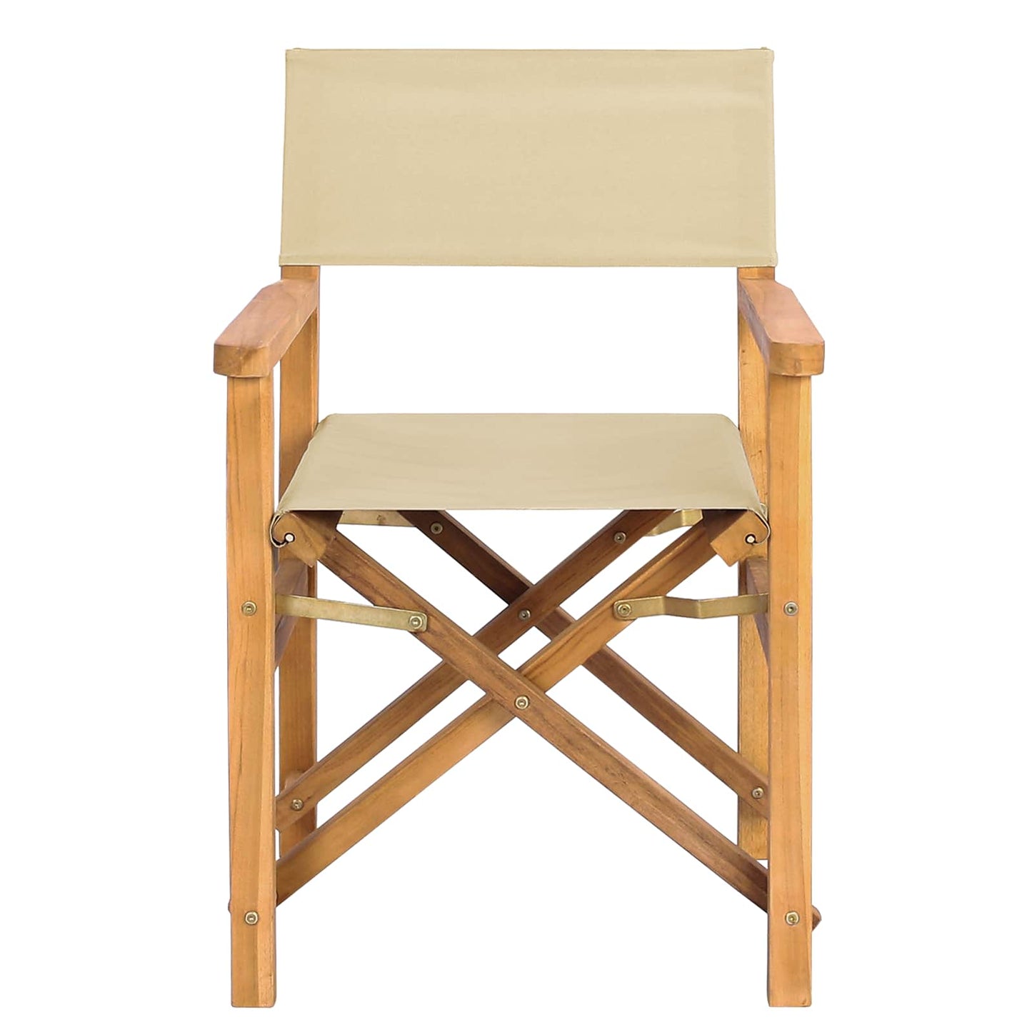 Director Chair Brown and Beige Solid Teak Wood