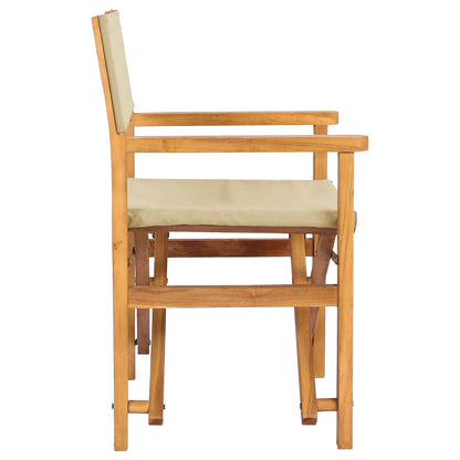 Director Chair Brown and Beige Solid Teak Wood