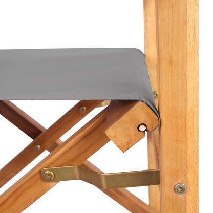 Director Chair Brown and Light Grey Solid Teak Wood