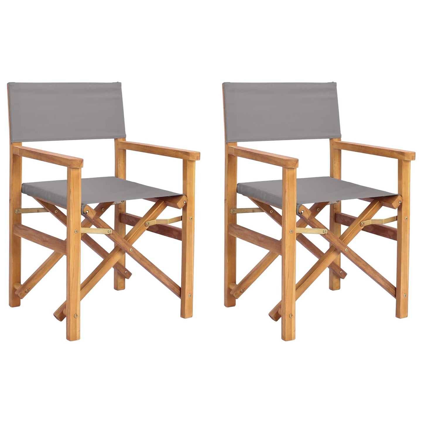 Director Chair Brown and Light Grey Solid Teak Wood