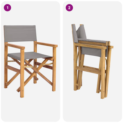 Director Chair Brown and Light Grey Solid Teak Wood