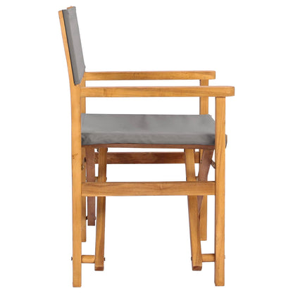 Director Chair Brown and Light Grey Solid Teak Wood