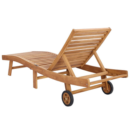 Sun Lounger Brown Solid Teak Wood