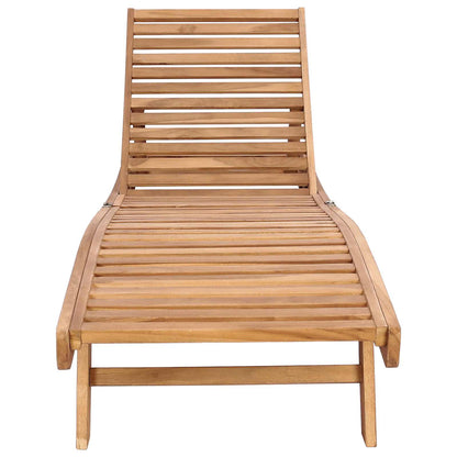 Sun Lounger Brown Solid Teak Wood