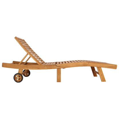 Sun Lounger Brown Solid Teak Wood