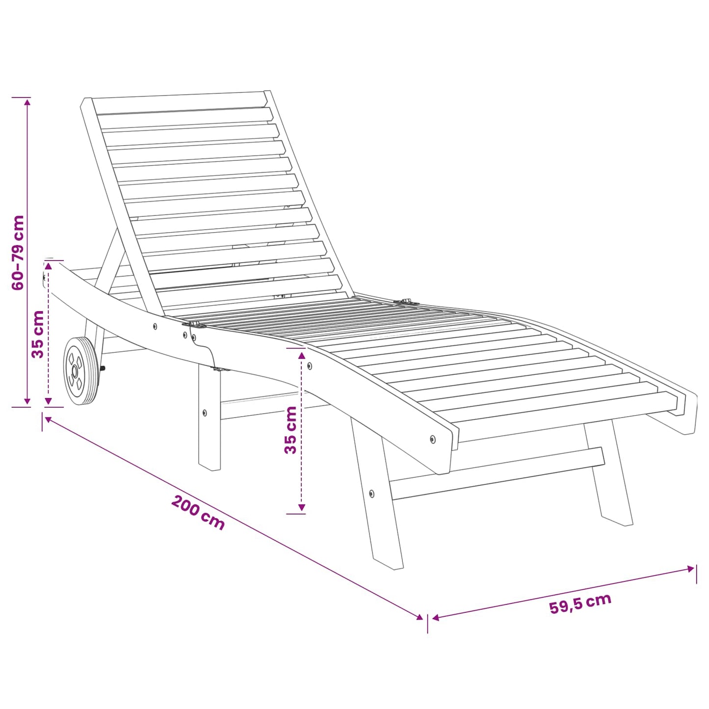 Sun Lounger Brown Solid Teak Wood