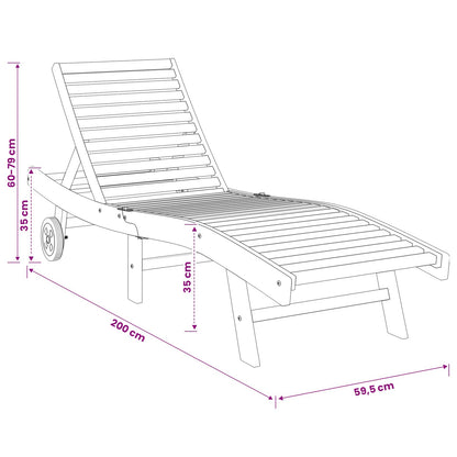 Sun Lounger Brown Solid Teak Wood